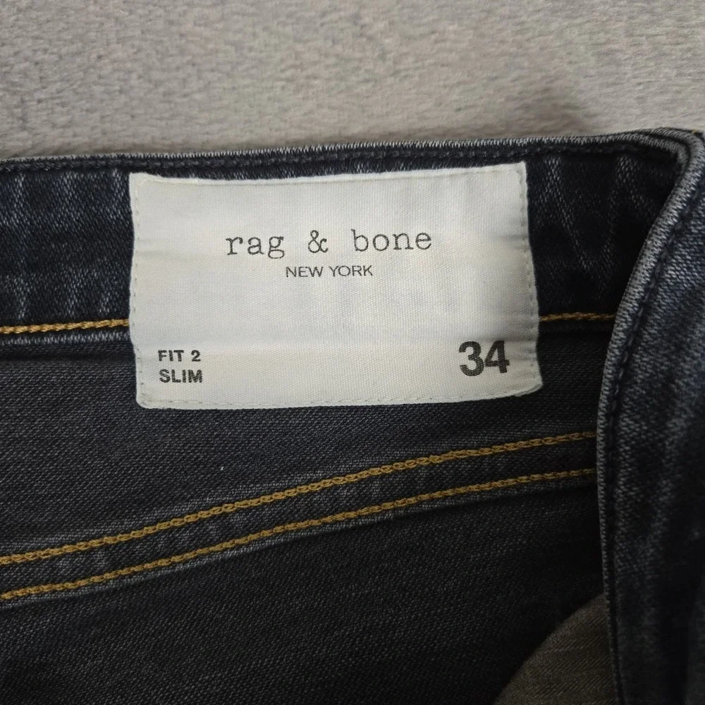 Rag & Bone Fit 2 Jeans Mens 34x28‎ Slim Straight Scout Dark Wash Blue Denim